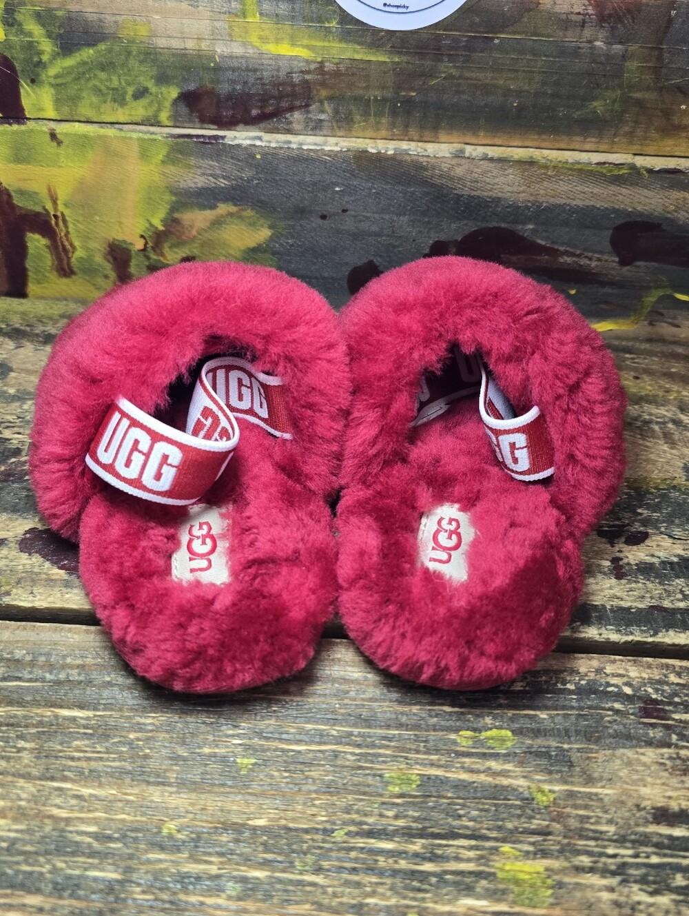 UGG‎ Fluff Yeah Slide toddler red size 7C used once - Picture 6 of 8